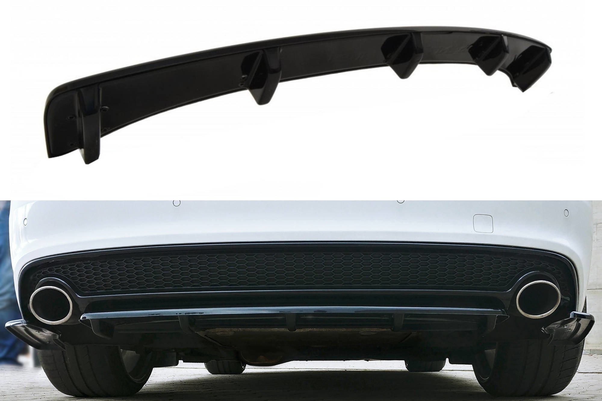 Central Rear Splitter Audi A5 S-Line 8T FL Coupe / Sportback (with a vertical bar)
