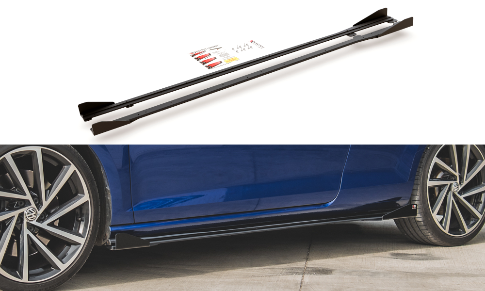 Racing Durability Side Skirts Diffusers + Flaps VW Golf 7 R Facelift